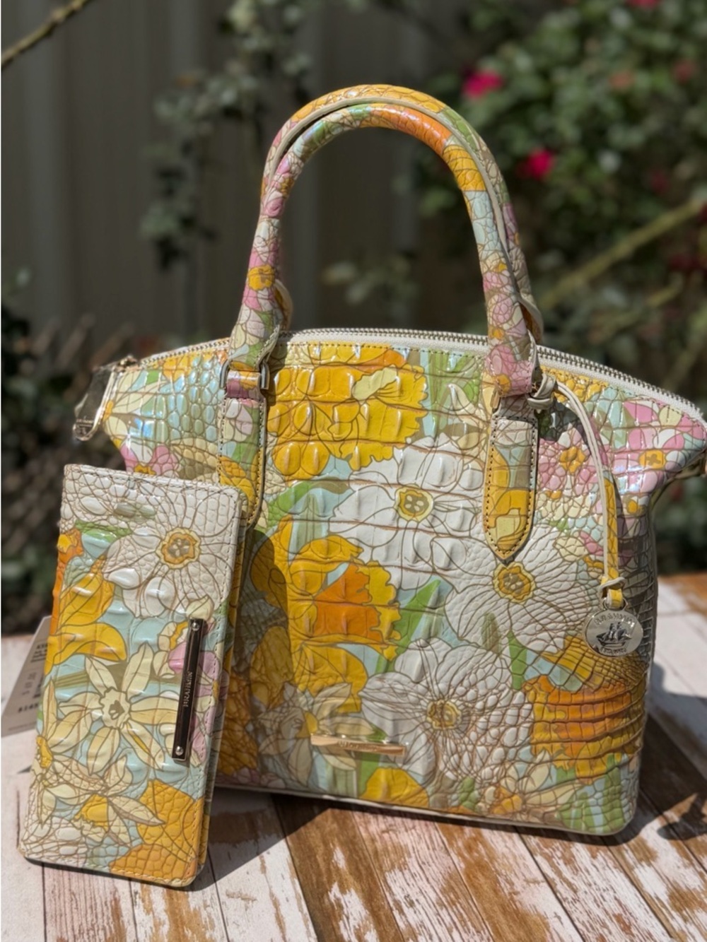 LAST SET! BRAHMIN DAFFODIL MED DUXBURY & WALLET NWT Stunning!! LIMITED EDITION